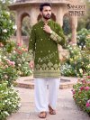 Sangeet Prince Rayon Crush Embroidery Short Mens Kurta